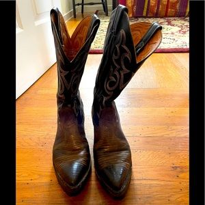 Leather and lizard western boot